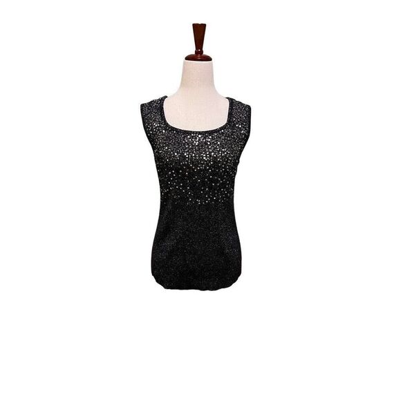 Once Again top women’s Large charcoal gray sleeveless scoop neck fitted - Picture 1 of 7